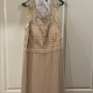 Elegant Embellished Beige Dress